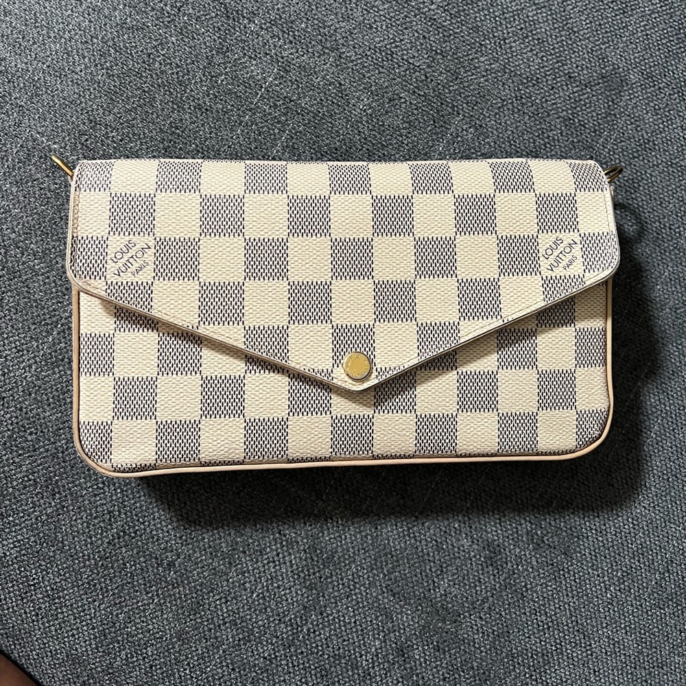 Louis Vuitton Cream and Gray Checkered Bag